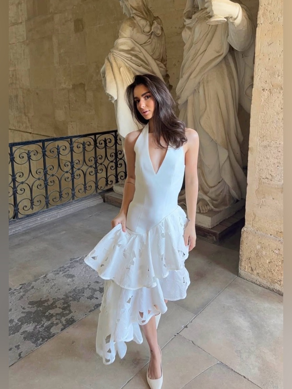 ELLIATT Elizabeth Asymmetrical Gown White Bridal Shower Bachelorette Size S NWT - Picture 2 of 8